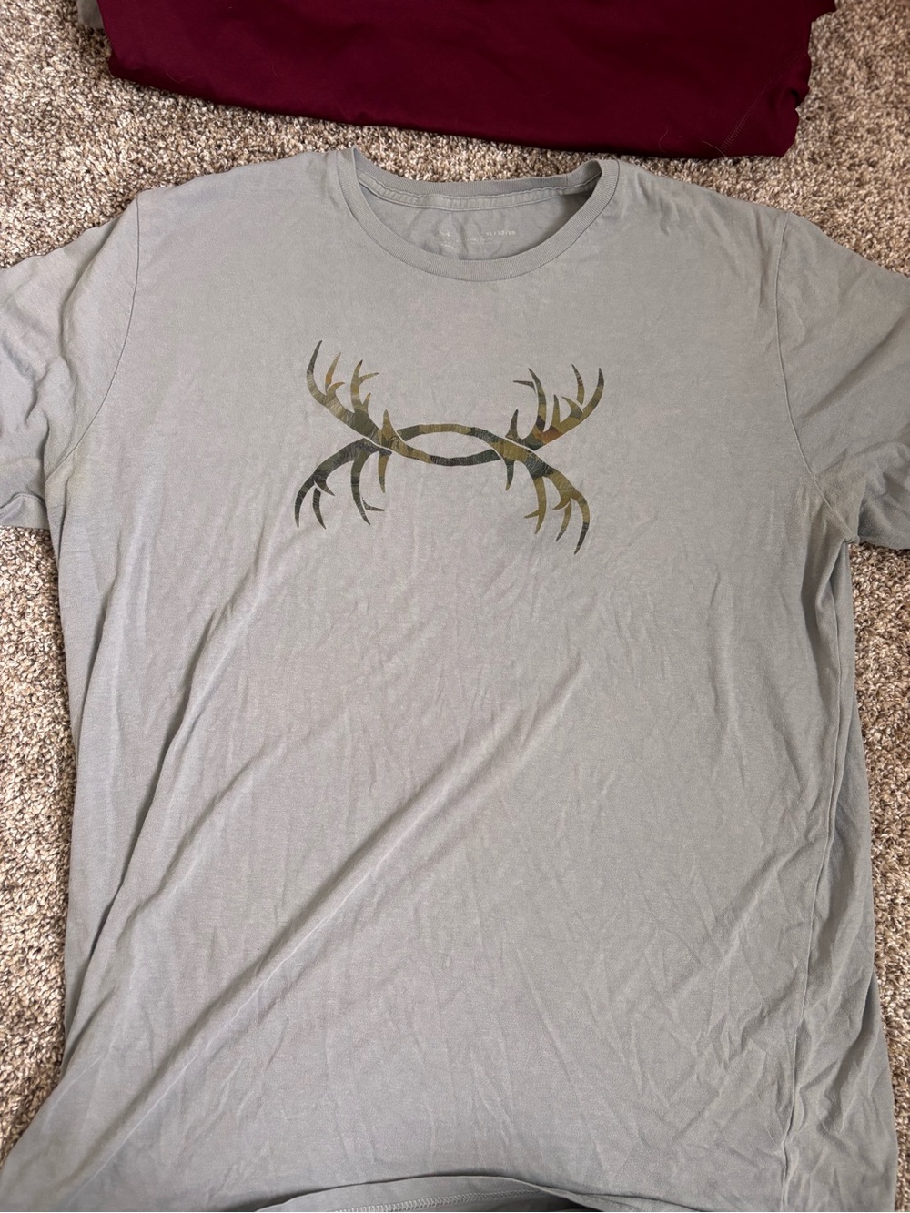 Under Armour Light Gray Short-Sleeve Tee with Camo Antler Logo